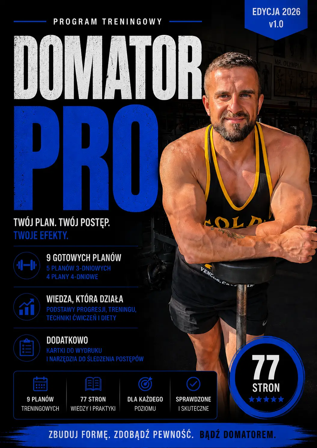 Domator PRO — okładka programu treningowego z hantlami, edycja 2026
